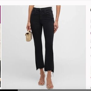MOTHER Denim Insider Crop Step Fray Jeans in the Not Guilty Black Wash 24